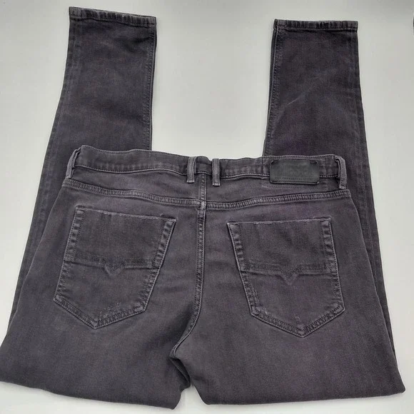 Diesel Tepphar-X Jeans Mens 34 x 30 Black Slim Carrot Selvedge Distressed Grunge